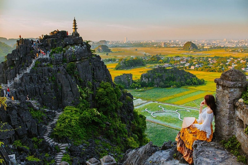 Hang Mua viewpoint overlooking the limestone mountains of Ninh Binh