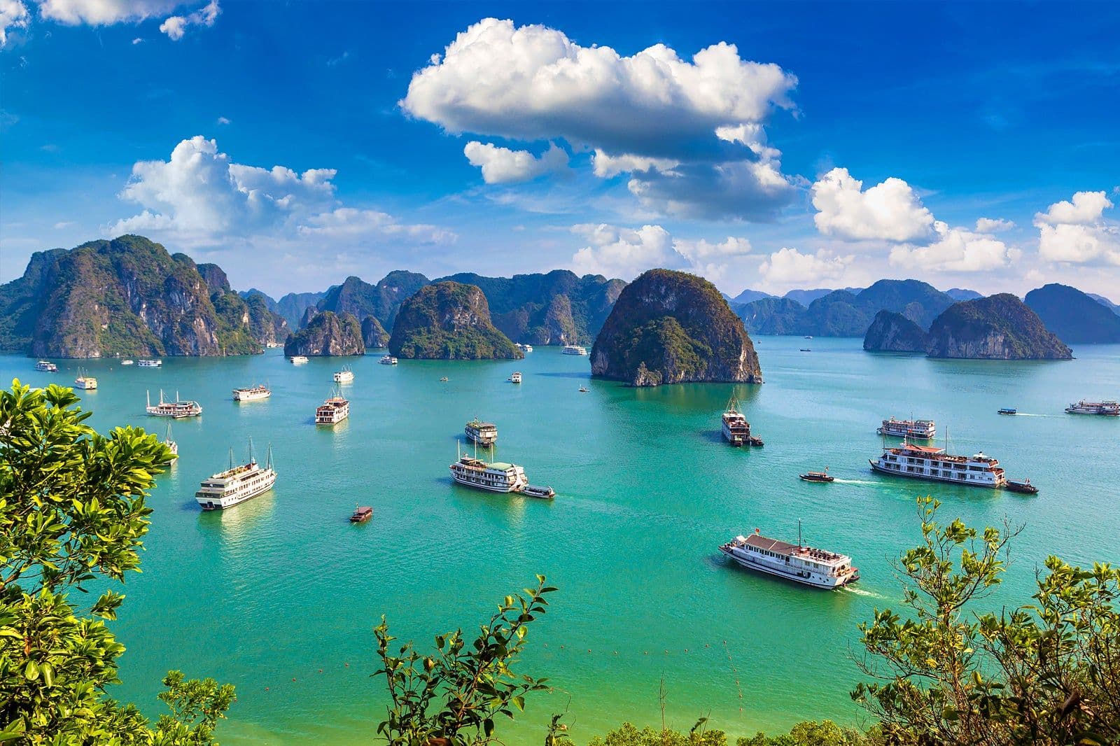 Ha Long Bay limestone islands in Vietnam